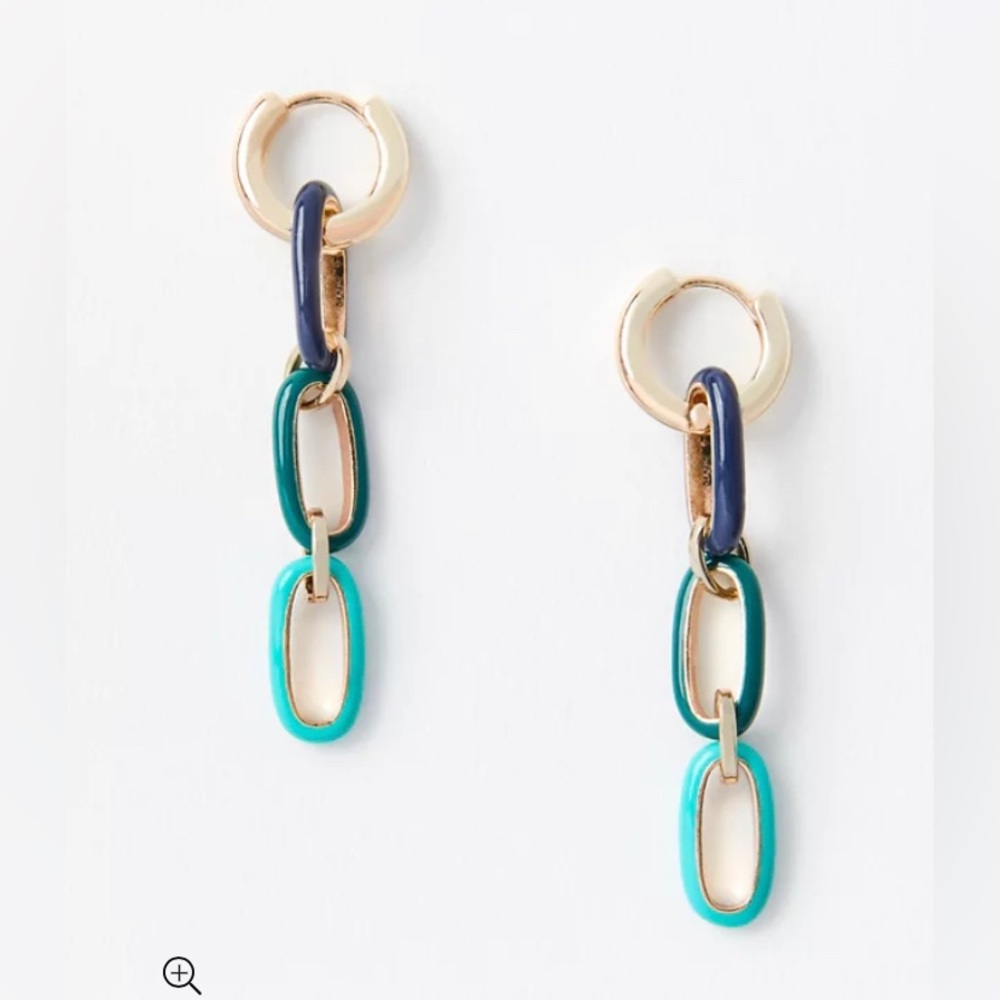 LOFT NWT‎ Colorful Enamel Link Earrings - Deep Space Blue